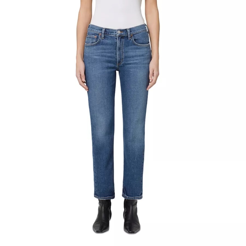 Agolde Kye Mid Rise Ankle Straight Jeans Blue Soft Stretch Classic Size 26‎